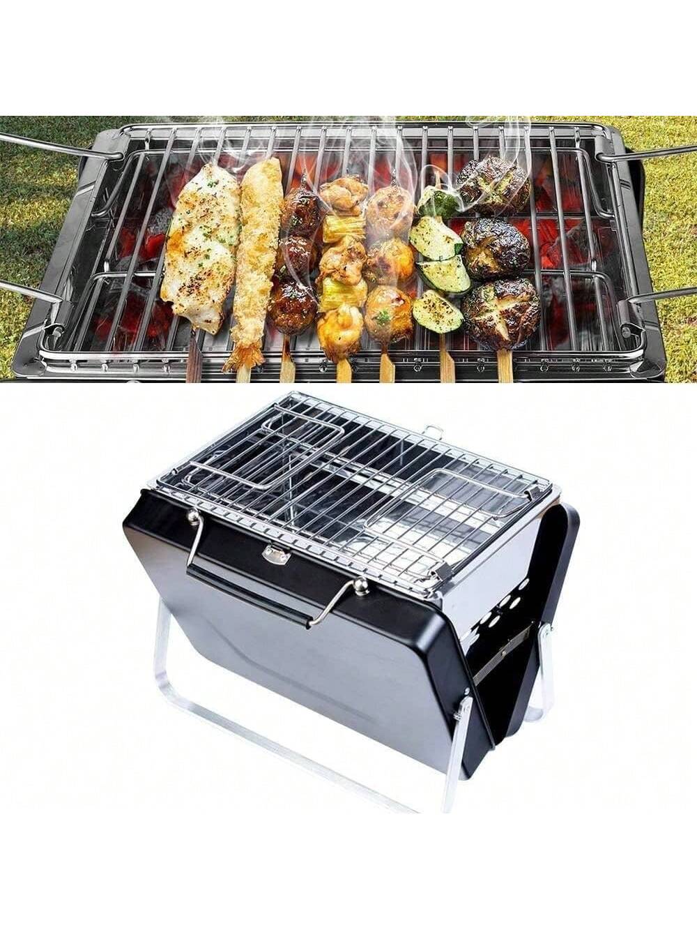 Parrilla Portátil de Carbón para Barbacoa | BBQ Plegable de Acero Inoxidable | Mini Parrilla de Mesa 24x22x29 cm para Camping, Picnic y Jardín