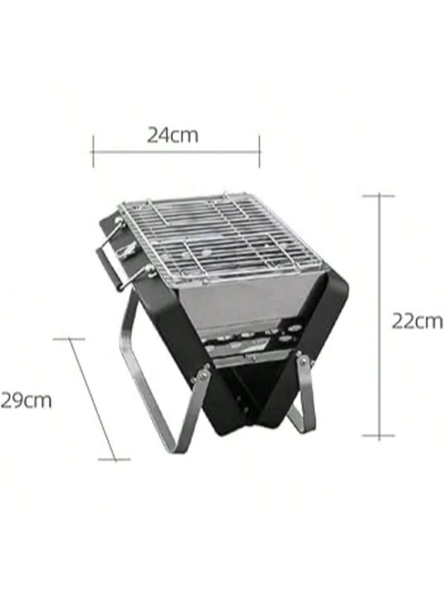 Parrilla Portátil de Carbón para Barbacoa | BBQ Plegable de Acero Inoxidable | Mini Parrilla de Mesa 24x22x29 cm para Camping, Picnic y Jardín