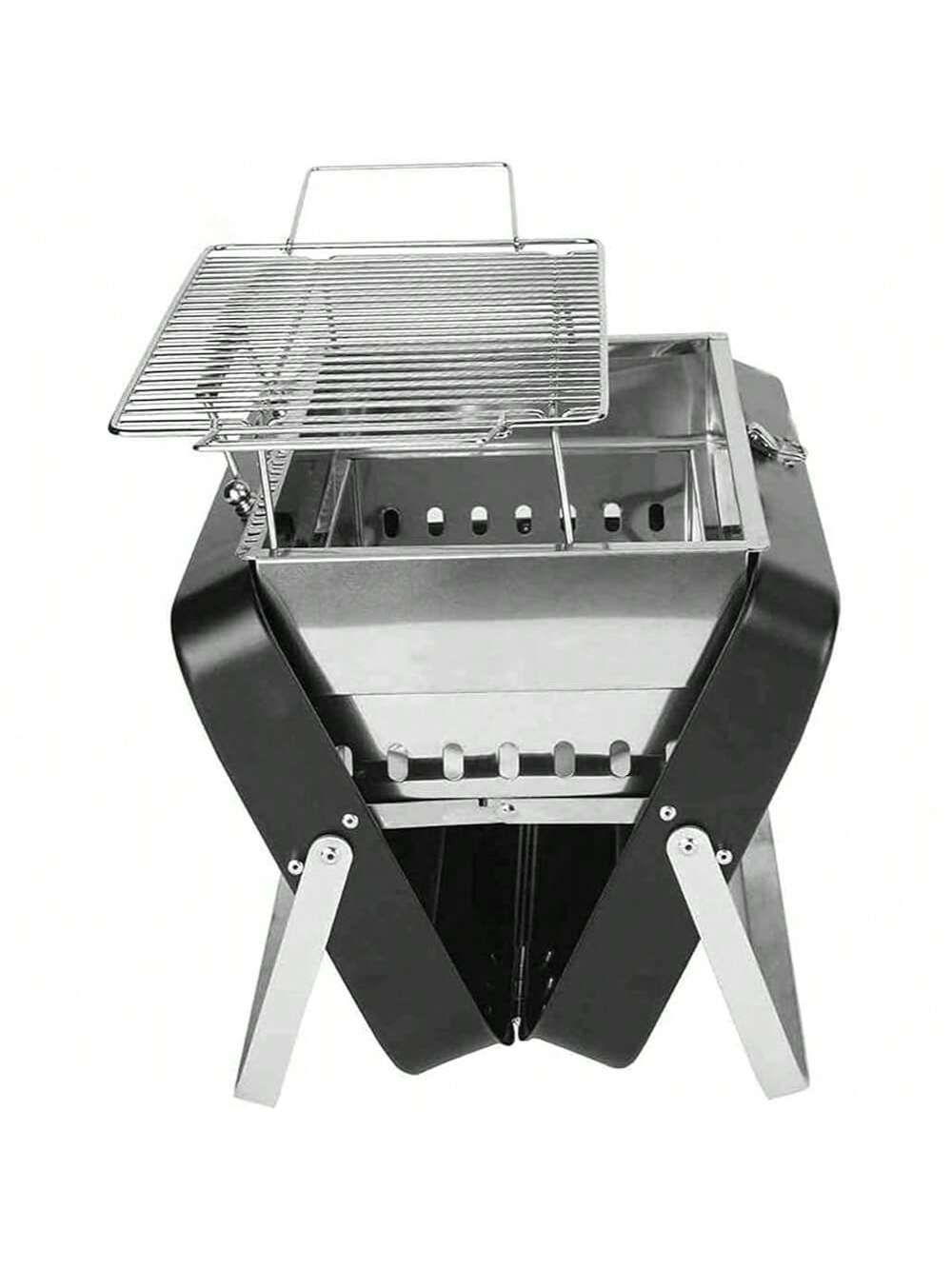 Parrilla Portátil de Carbón para Barbacoa | BBQ Plegable de Acero Inoxidable | Mini Parrilla de Mesa 24x22x29 cm para Camping, Picnic y Jardín