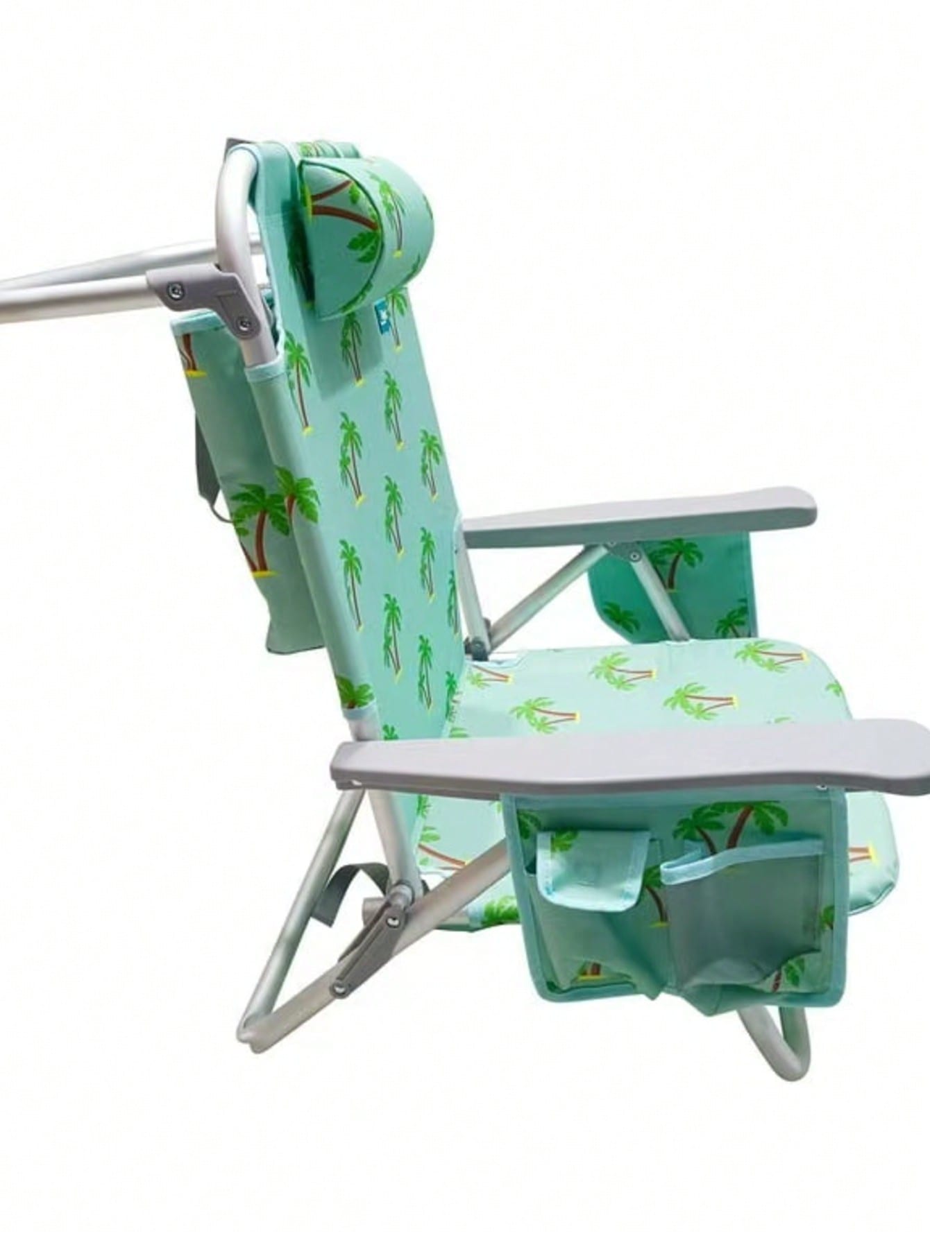Silla de Playa Reclinable de Aluminio - 8 Posiciones Ajustables, Bolsa Nevera Desmontable, Bolsillos Laterales, Soporte de hasta 113 kg