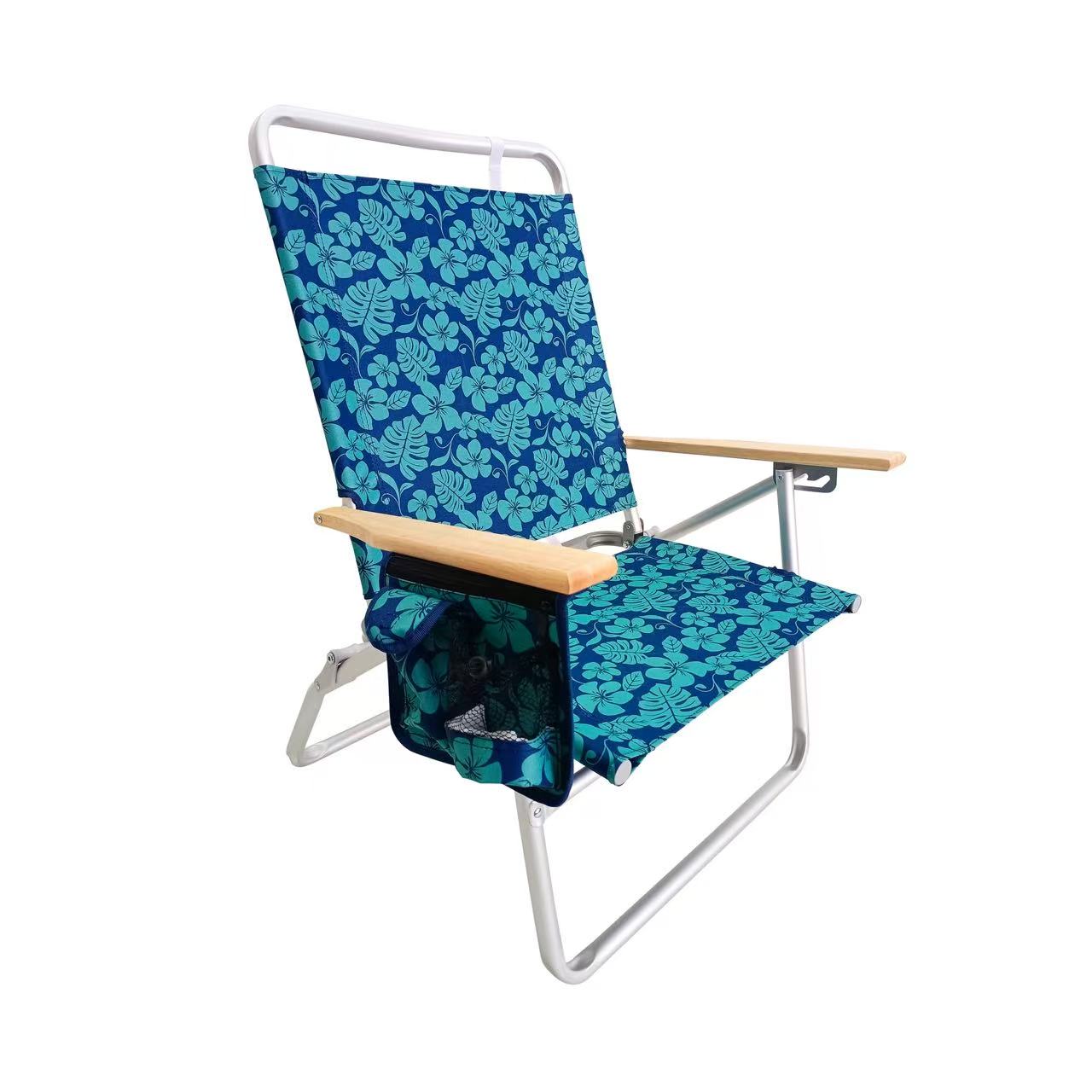 Silla de Playa Plegable de Aluminio | Respaldo Reclinable en 3 Posiciones | Reposabrazos de Madera | 4 Colores Disponibles | Ligera y Resistente para Camping y Playa