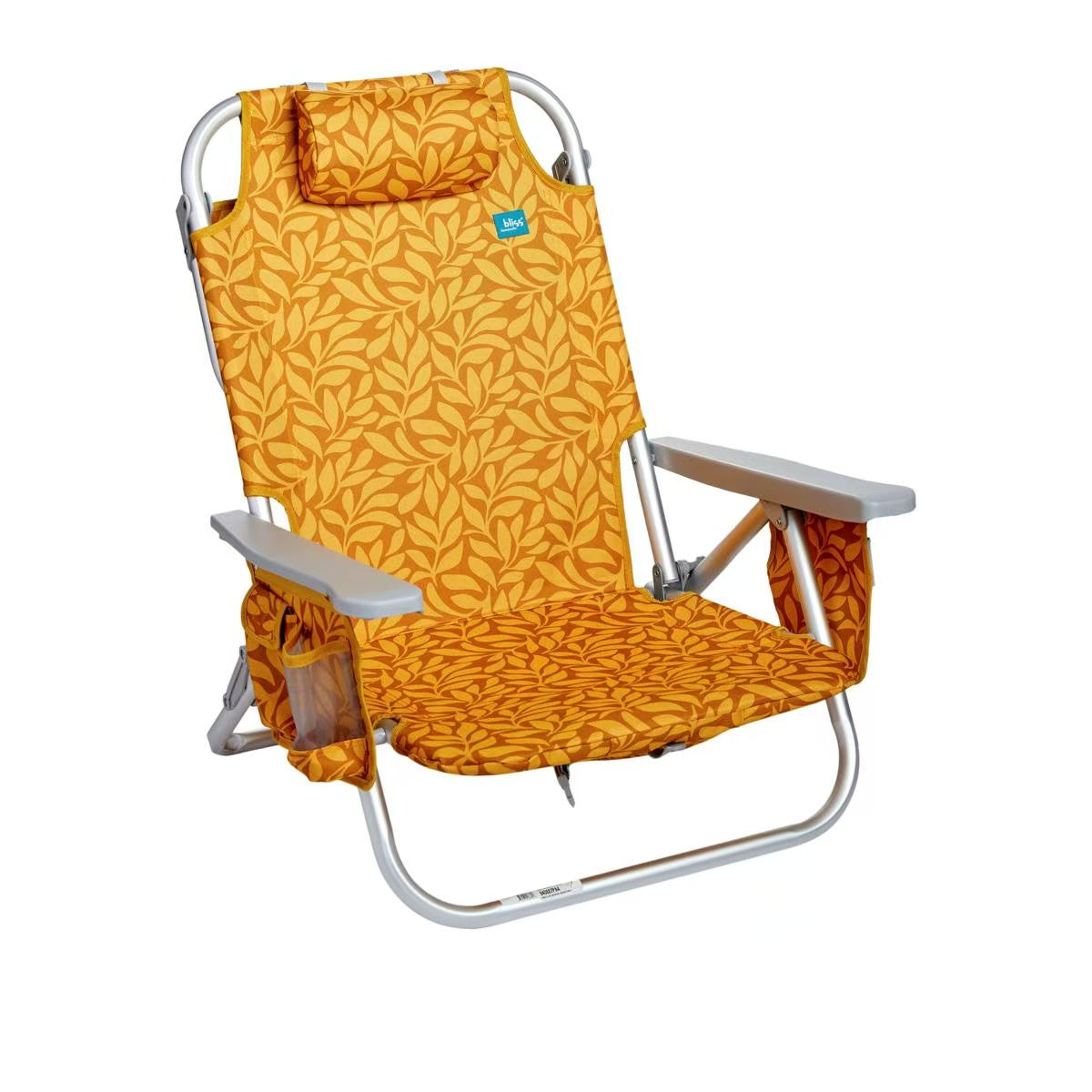Silla de Playa Reclinable de Aluminio - 8 Posiciones Ajustables, Bolsa Nevera Desmontable, Bolsillos Laterales, Soporte de hasta 113 kg