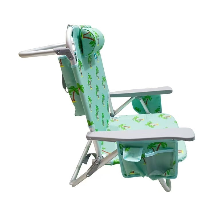 Silla de Playa Reclinable de Aluminio - 8 Posiciones Ajustables, Bolsa Nevera Desmontable, Bolsillos Laterales, Soporte de hasta 113 kg