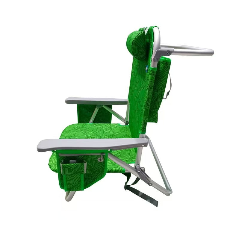 Silla de Playa Reclinable de Aluminio - 8 Posiciones Ajustables, Bolsa Nevera Desmontable, Bolsillos Laterales, Soporte de hasta 113 kg