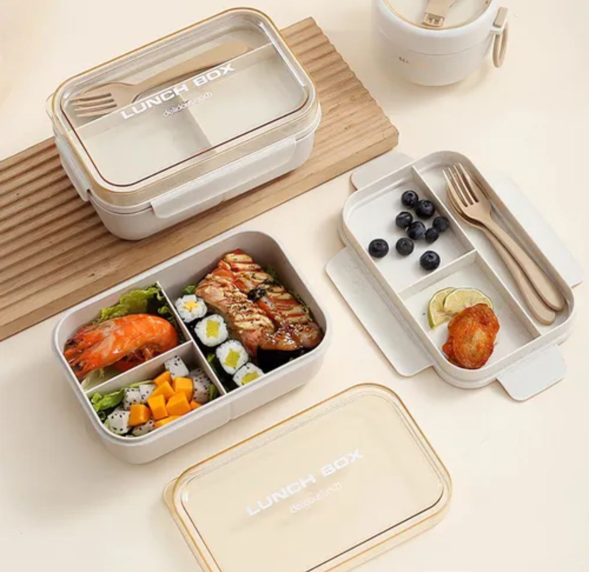 Caja de Almuerzo con 6 Compartimentos y Cubiertos