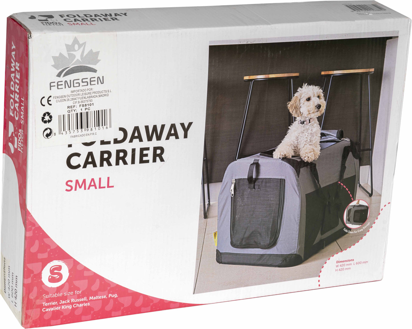 Transportín pequeño para Mascotas - Plegable 60X40X40 CM FENGSEN