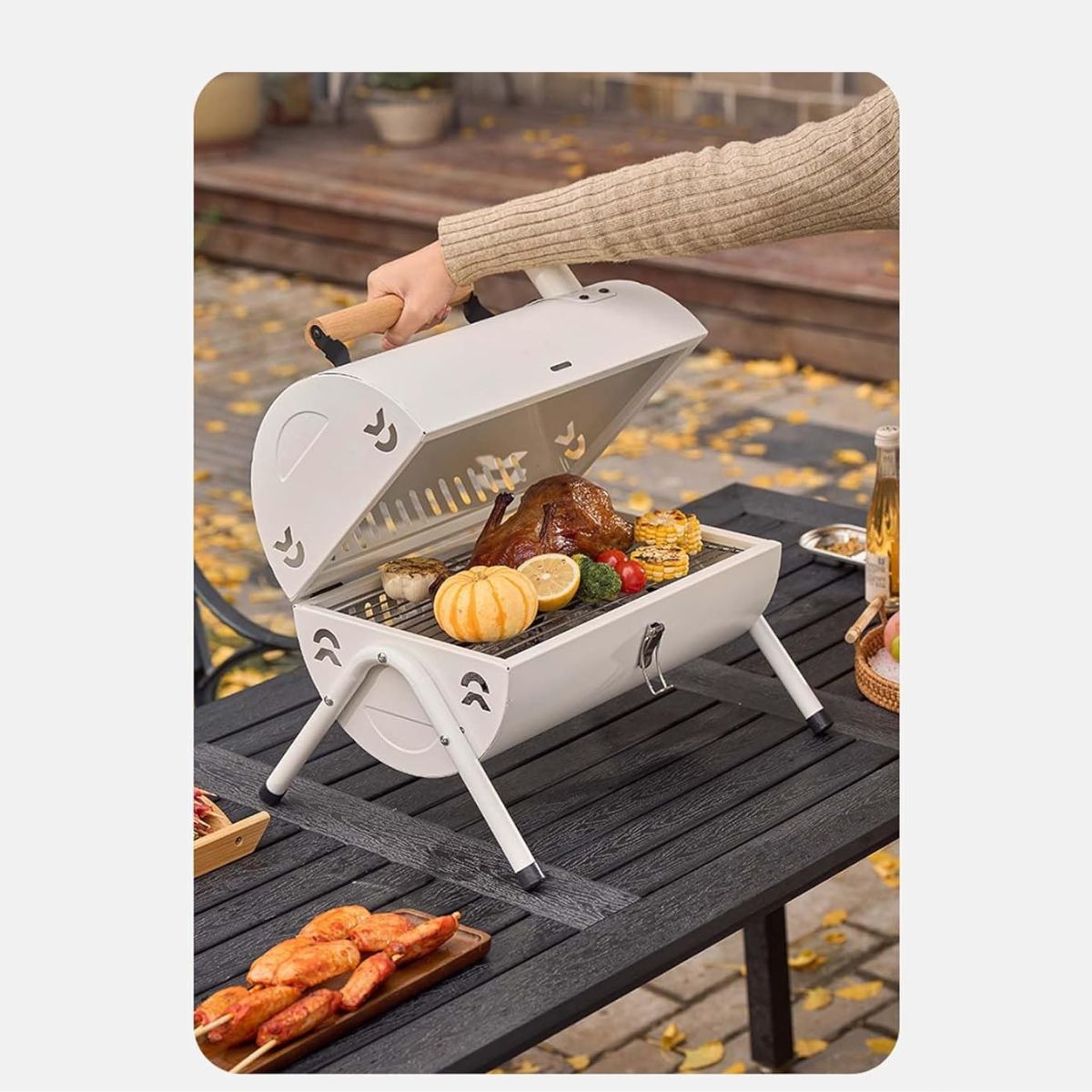Parrilla de Carbón Portátil | Doble cara, plegable y perfecta para 3–5 personas