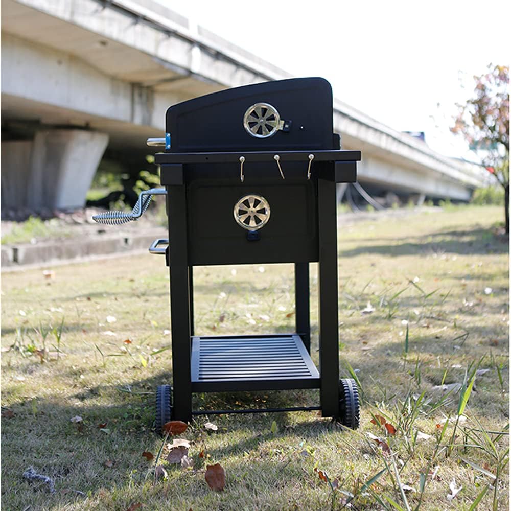 Barbacoa de carbón vegetal para jardín con estante regulable - Perfecto para compartir