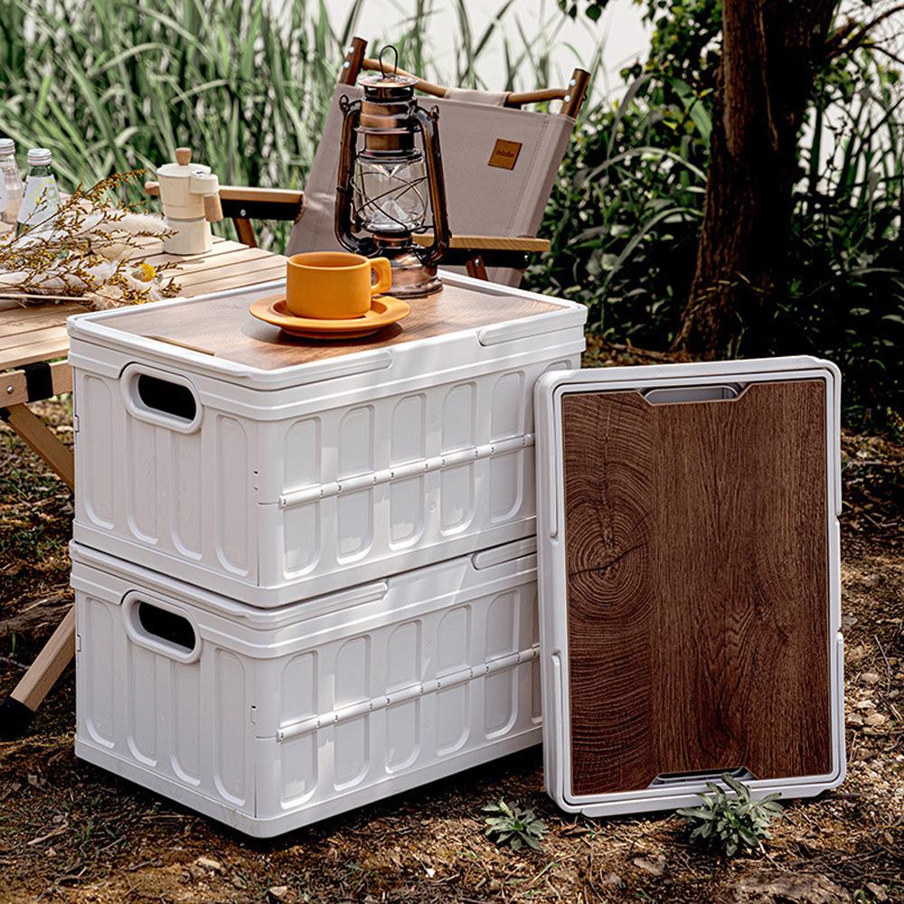 🧺 Cesta Plegable Multifuncional | Estilo Nórdico y Tapa de Madera 50lts