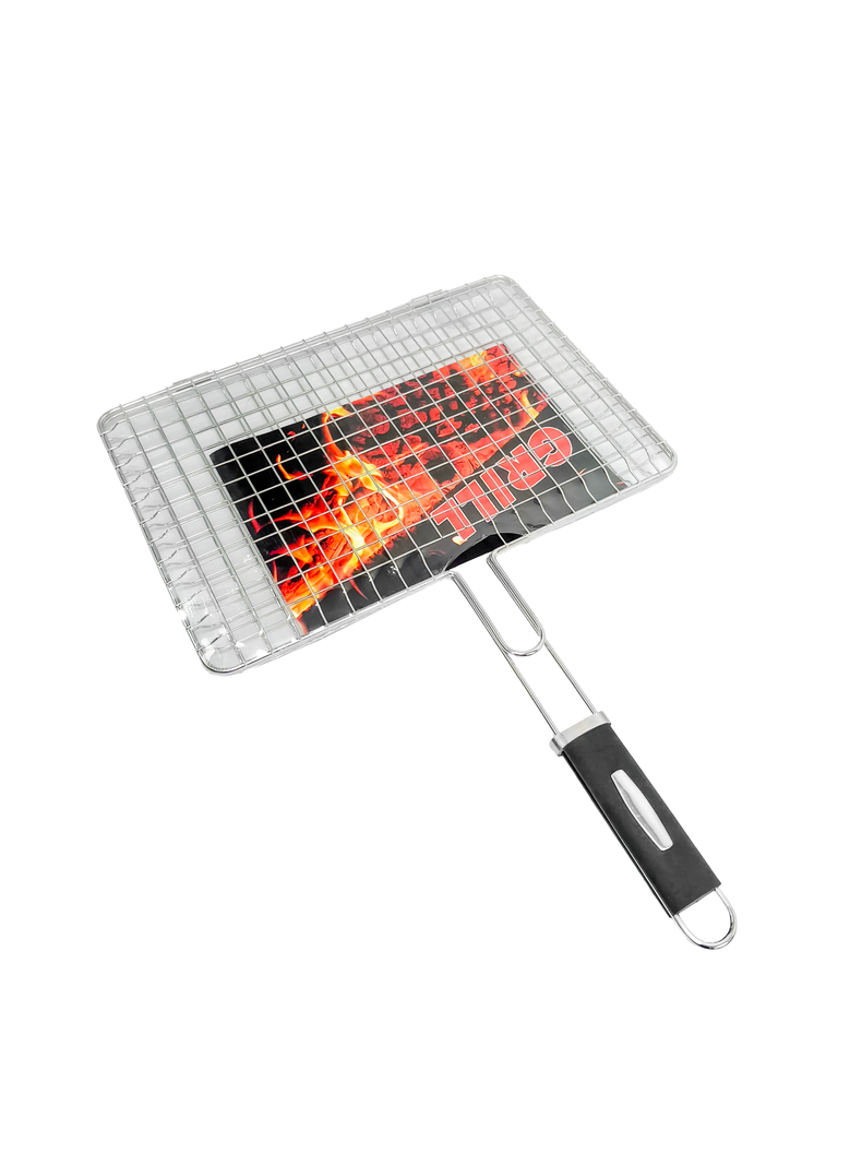 Rejilla doble para asados 40×28 cm – diseño rectangular con ajuste seguro