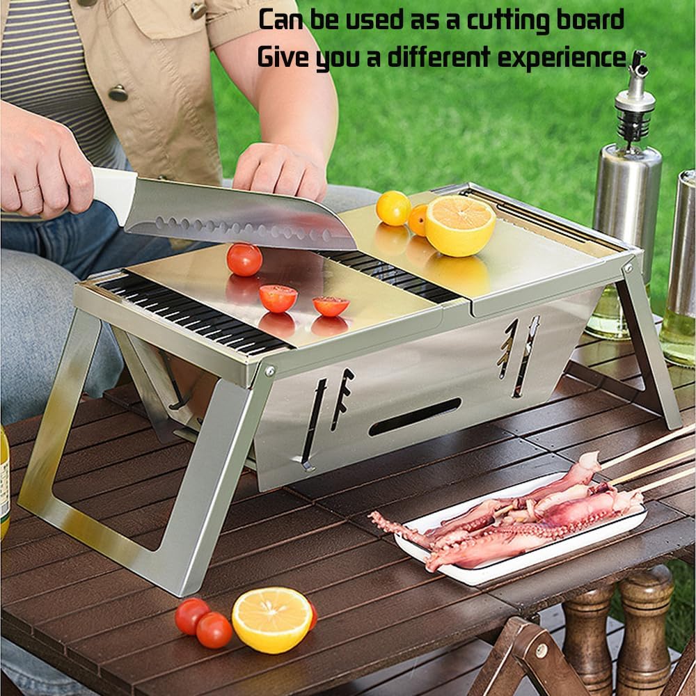 Barbacoa Portátil de Acero Inoxidable – Resistente y Plegable FENGSEN