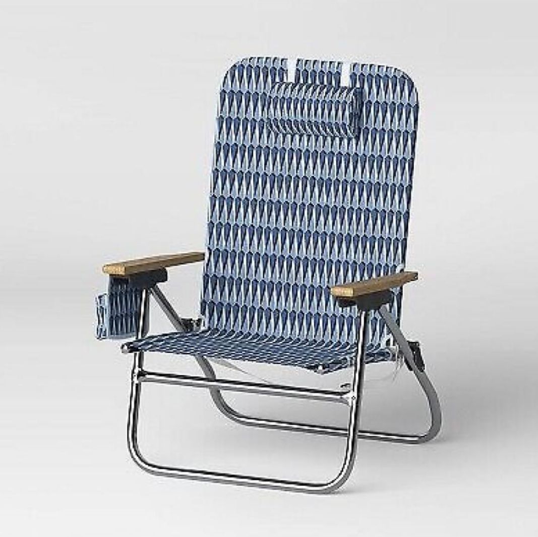 🪑 Silla plegable de playa con reposabrazos de madera