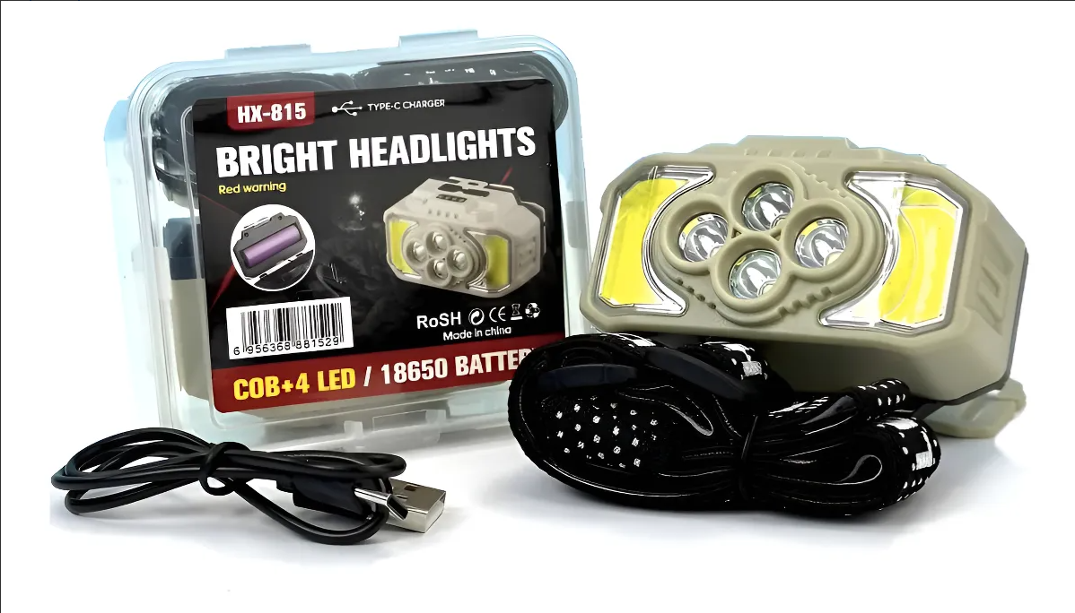 Linterna de manos libres recargable - Resistente para camping, senderismo y emergencias