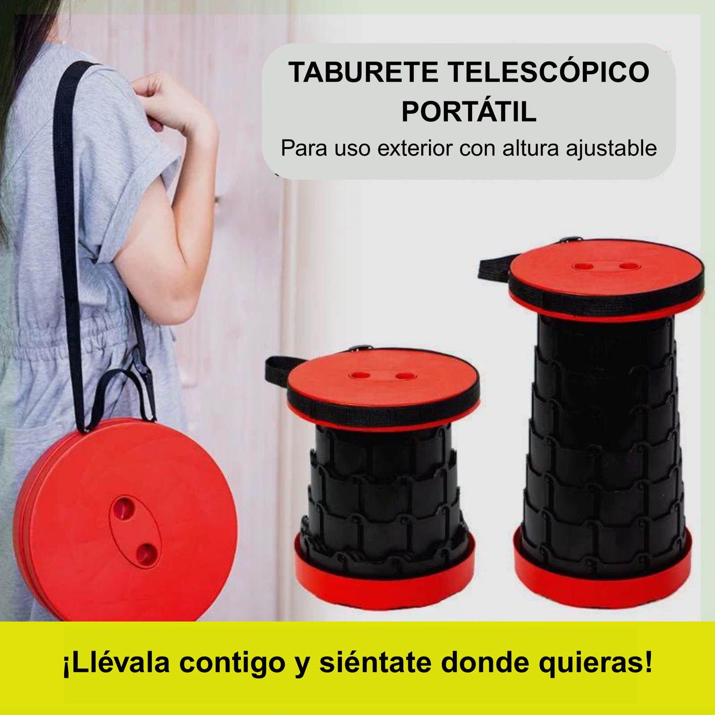 Taburete retráctil plegable – Ligero y ultra resistente