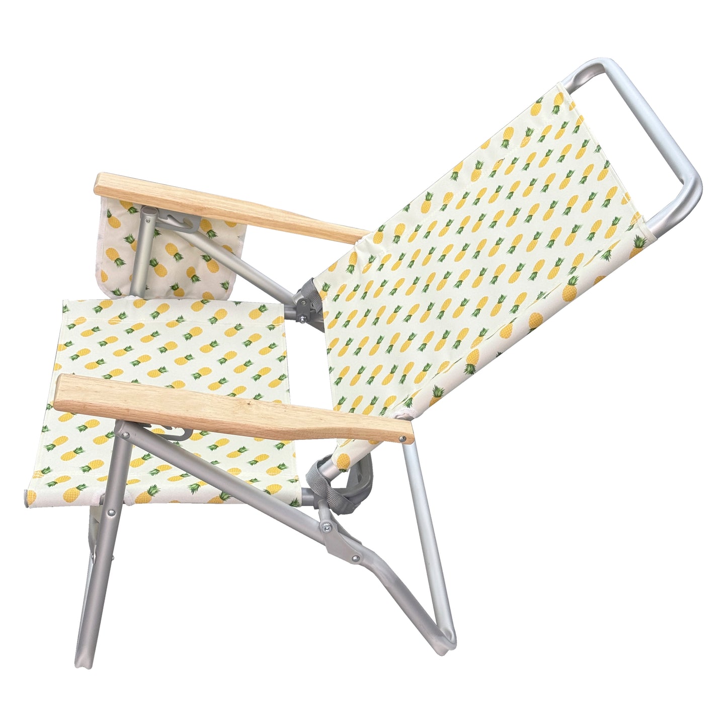 Silla de Playa Plegable de Aluminio | Respaldo Reclinable en 3 Posiciones | Reposabrazos de Madera | 4 Colores Disponibles | Ligera y Resistente para Camping y Playa