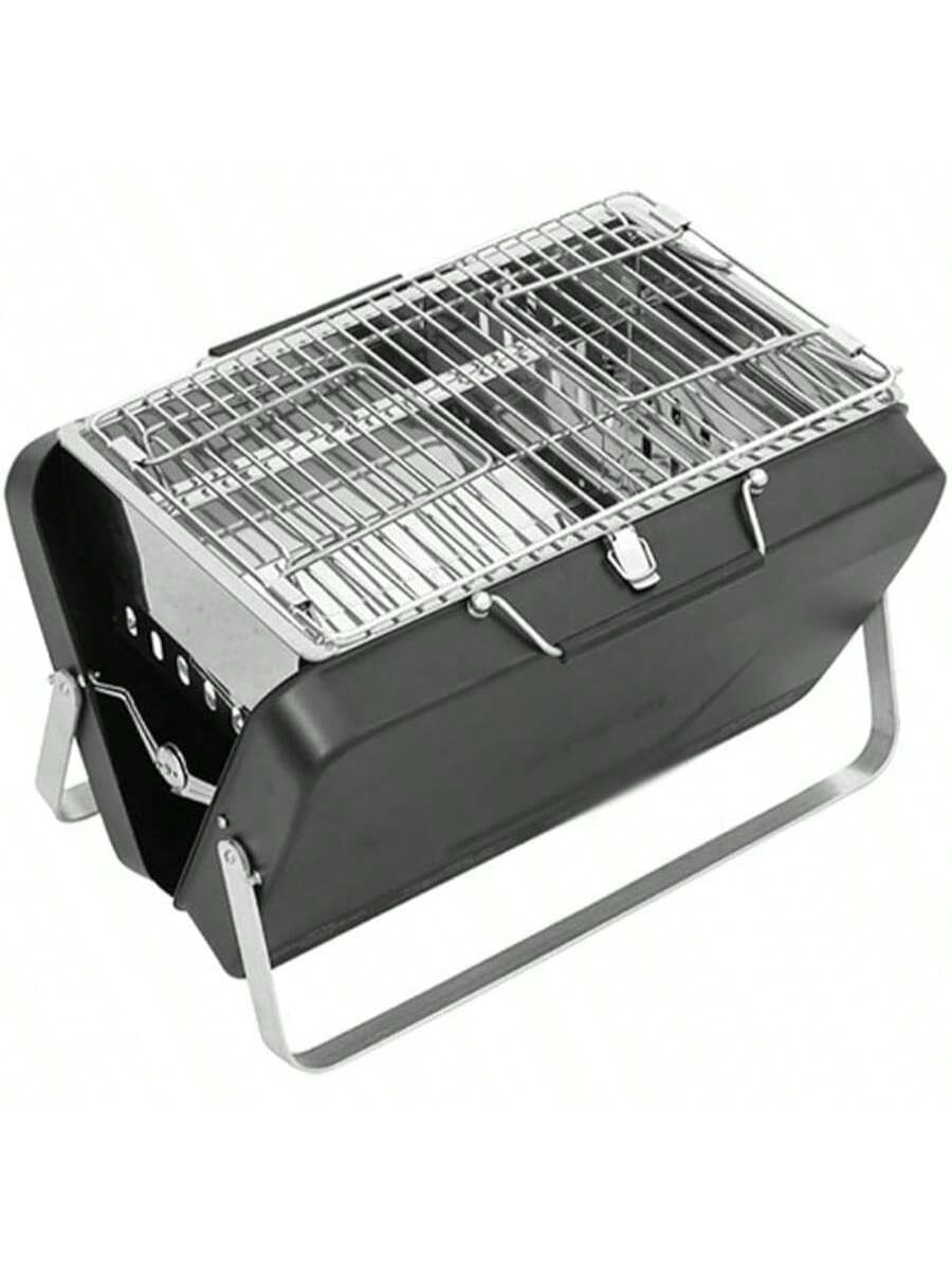 Parrilla Portátil de Carbón para Barbacoa | BBQ Plegable de Acero Inoxidable | Mini Parrilla de Mesa 24x22x29 cm para Camping, Picnic y Jardín