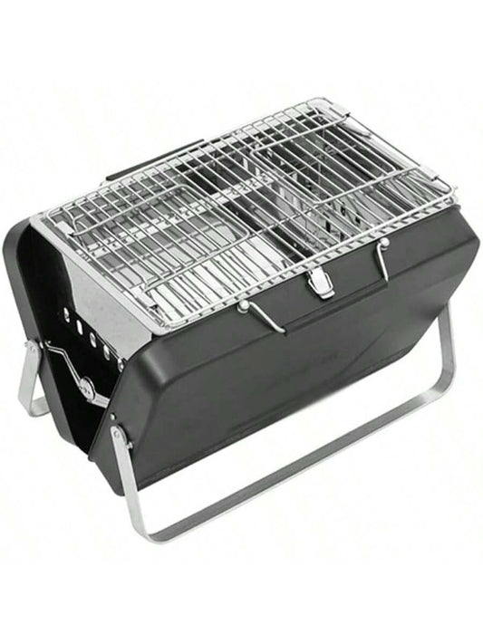 Parrilla Portátil de Carbón para Barbacoa | BBQ Plegable de Acero Inoxidable | Mini Parrilla de Mesa 24x22x29 cm para Camping, Picnic y Jardín
