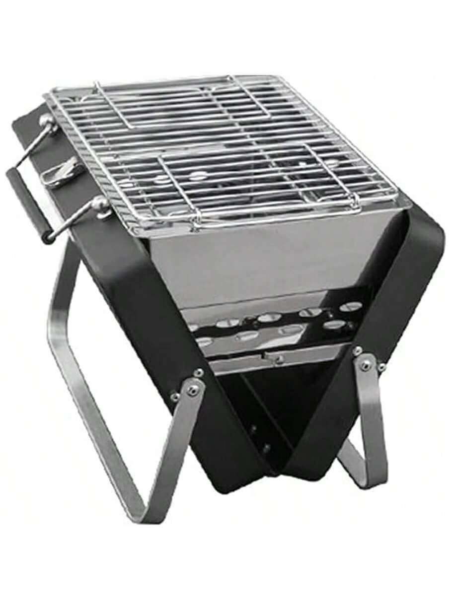Parrilla Portátil de Carbón para Barbacoa | BBQ Plegable de Acero Inoxidable | Mini Parrilla de Mesa 24x22x29 cm para Camping, Picnic y Jardín