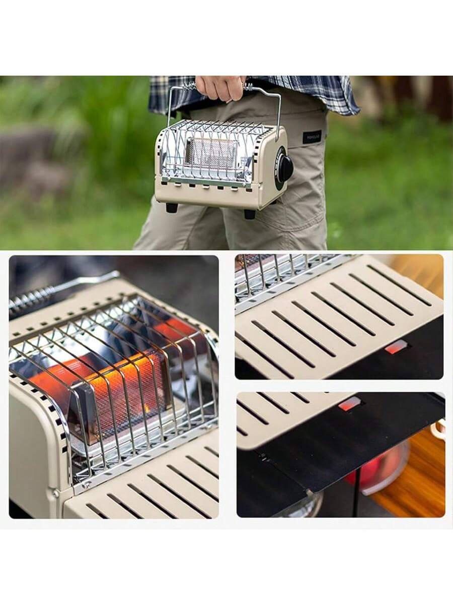 Calefactor de gas portátil mini | Estufa de camping compacta | Calentador exterior multifuncional | Con bolsa de transporte | Ideal para acampadas, barbacoas, viajes