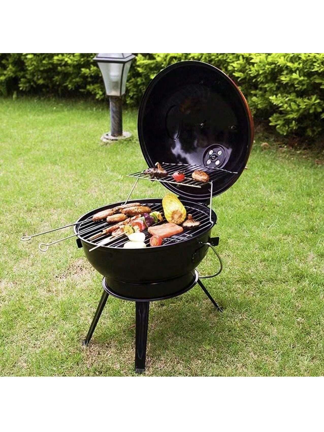 Parrilla de Carbón Portátil con Tapa – Barbacoa de Mano Plegable para Camping, Jardín y Picnic – Horno BBQ Compacto para Exterior