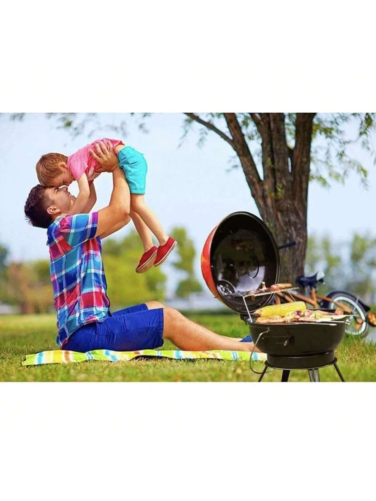 Parrilla de Carbón Portátil con Tapa – Barbacoa de Mano Plegable para Camping, Jardín y Picnic – Horno BBQ Compacto para Exterior