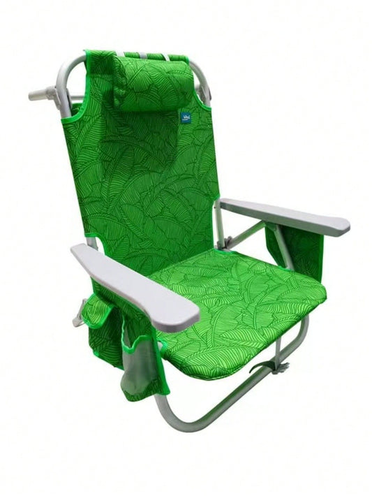 Silla de Playa Reclinable de Aluminio - 8 Posiciones Ajustables, Bolsa Nevera Desmontable, Bolsillos Laterales, Soporte de hasta 113 kg