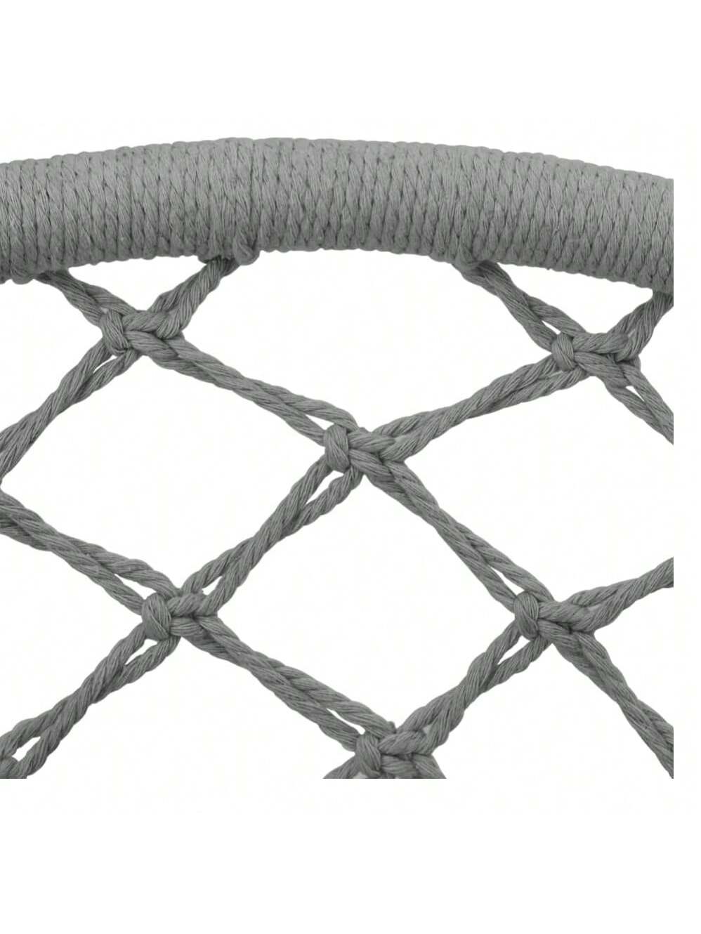 Silla Colgante de Macramé para Interior y Exterior – Hamaca de Algodón Tejido con Aro Metálico Reforzado, Estilo Bohemio, Respaldo Alto, 80cm de Diámetro, Ideal para Jardín, Balcón o Terraza