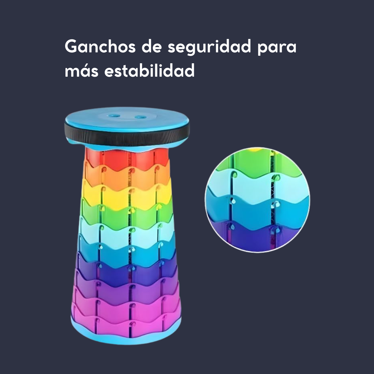 Taburete retráctil plegable – Color arcoíris, ligero y ultra resistente