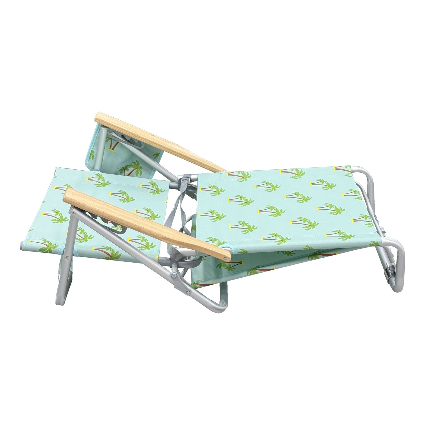 Silla de Playa Reclinable con 5 Posiciones y Toldo – Silla Plegable de Aluminio con Reposabrazos de Madera, Porta Vasos y Bolsa de Almacenamiento, Ideal para Camping y Jardín
