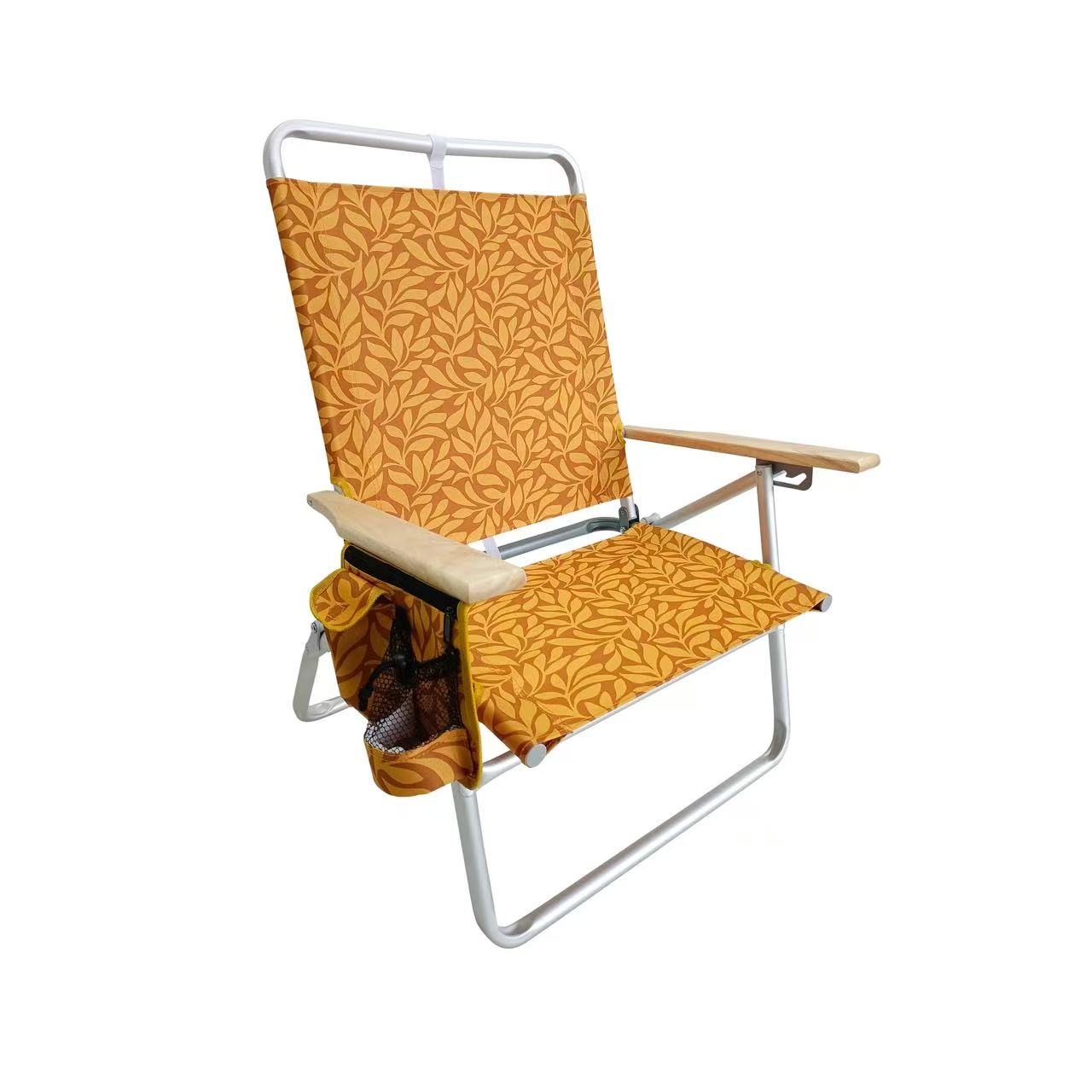 Silla de Playa Plegable de Aluminio | Respaldo Reclinable en 3 Posiciones | Reposabrazos de Madera | 4 Colores Disponibles | Ligera y Resistente para Camping y Playa