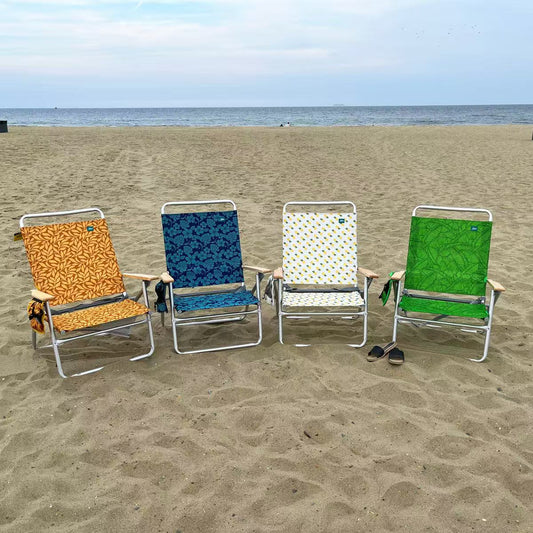 Silla de Playa Plegable de Aluminio | Respaldo Reclinable en 3 Posiciones | Reposabrazos de Madera | 4 Colores Disponibles | Ligera y Resistente para Camping y Playa