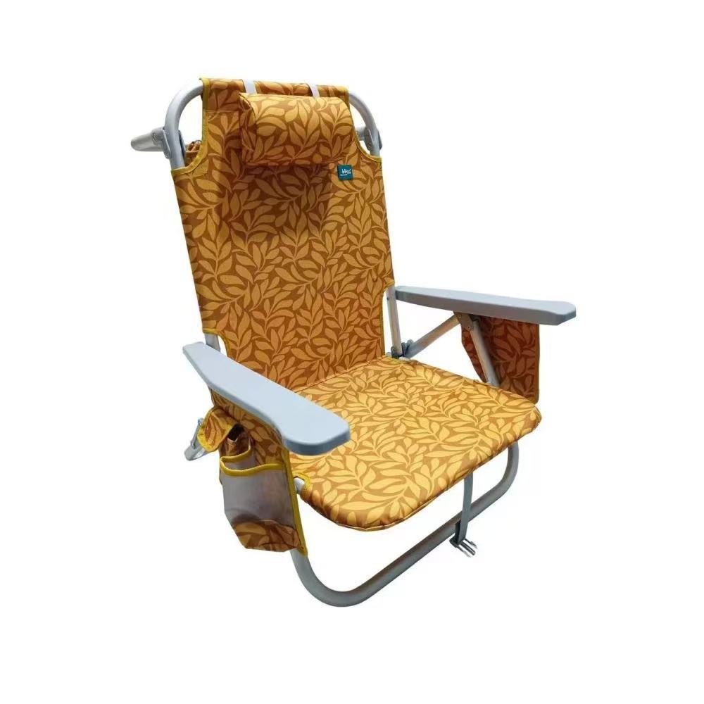 Silla de Playa Reclinable de Aluminio - 8 Posiciones Ajustables, Bolsa Nevera Desmontable, Bolsillos Laterales, Soporte de hasta 113 kg
