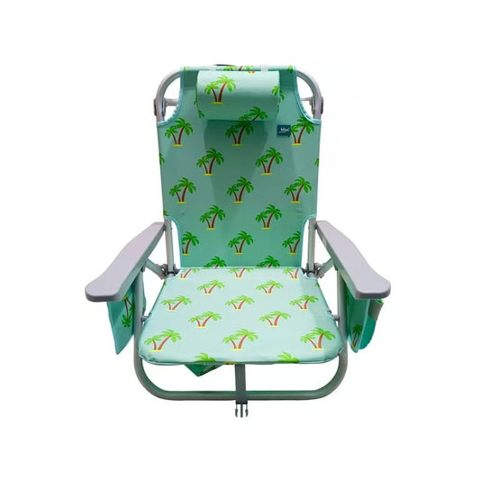 Silla de Playa Reclinable de Aluminio - 8 Posiciones Ajustables, Bolsa Nevera Desmontable, Bolsillos Laterales, Soporte de hasta 113 kg