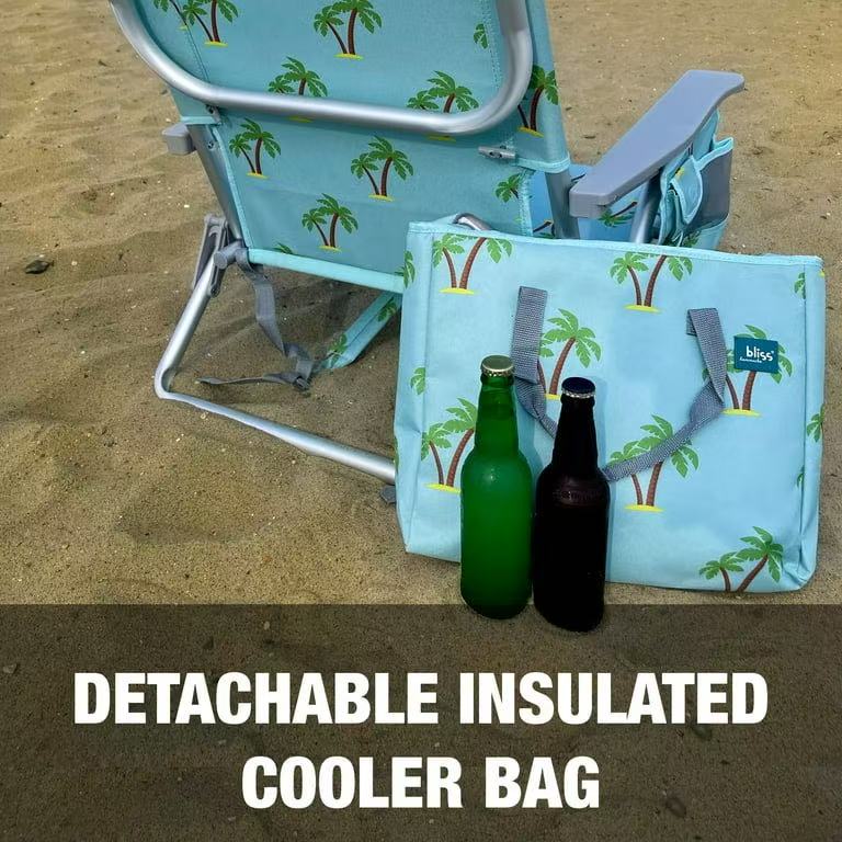 Silla de Playa Reclinable de Aluminio - 8 Posiciones Ajustables, Bolsa Nevera Desmontable, Bolsillos Laterales, Soporte de hasta 113 kg