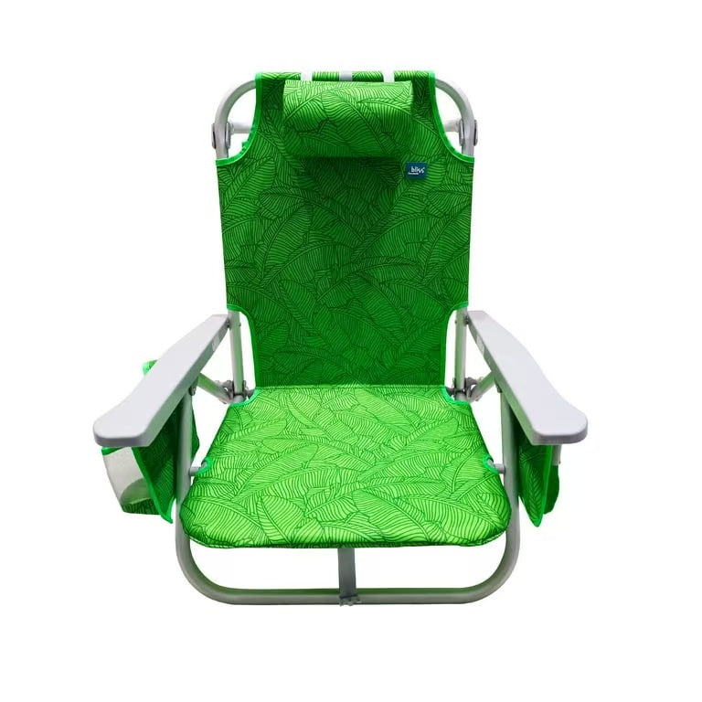 Silla de Playa Reclinable de Aluminio - 8 Posiciones Ajustables, Bolsa Nevera Desmontable, Bolsillos Laterales, Soporte de hasta 113 kg