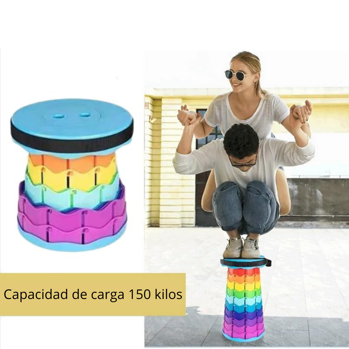 Taburete retráctil plegable – Color arcoíris, ligero y ultra resistente