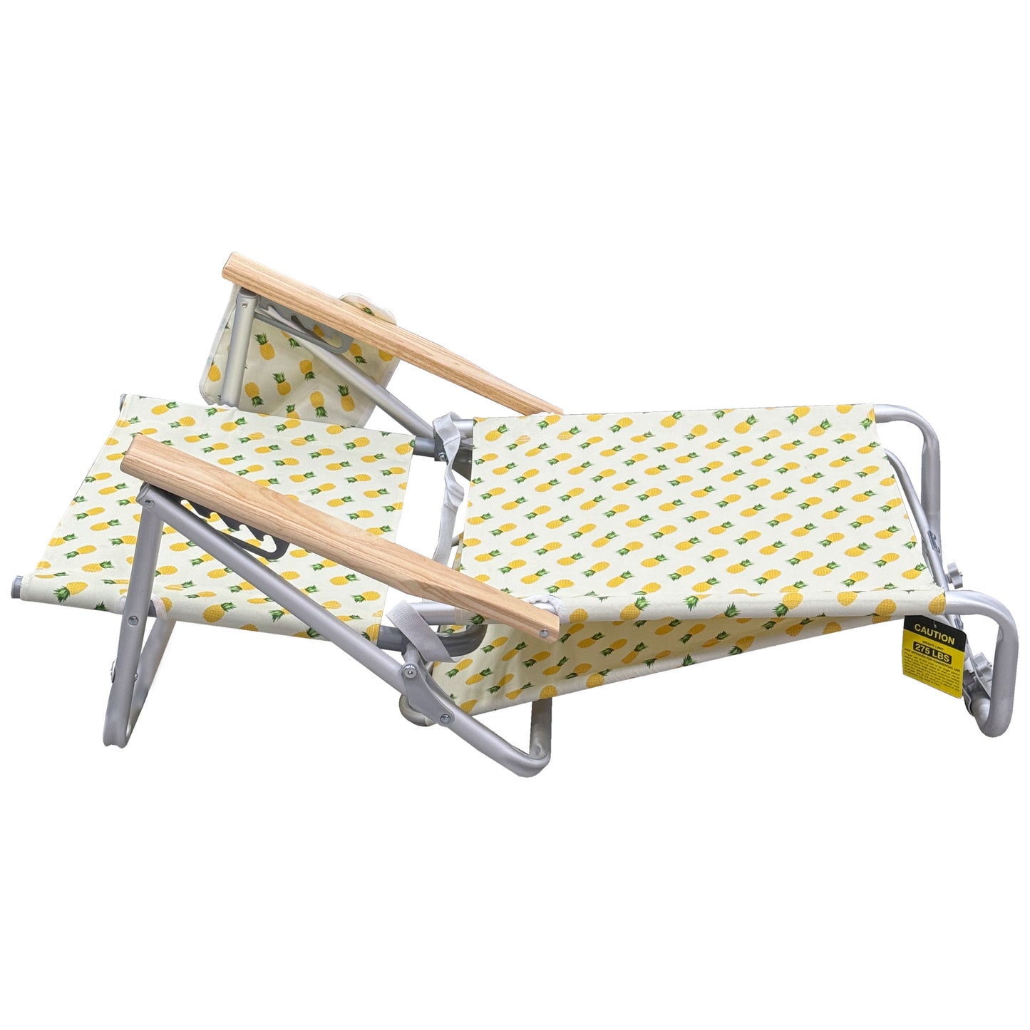 Silla de Playa Reclinable con 5 Posiciones y Toldo – Silla Plegable de Aluminio con Reposabrazos de Madera, Porta Vasos y Bolsa de Almacenamiento, Ideal para Camping y Jardín