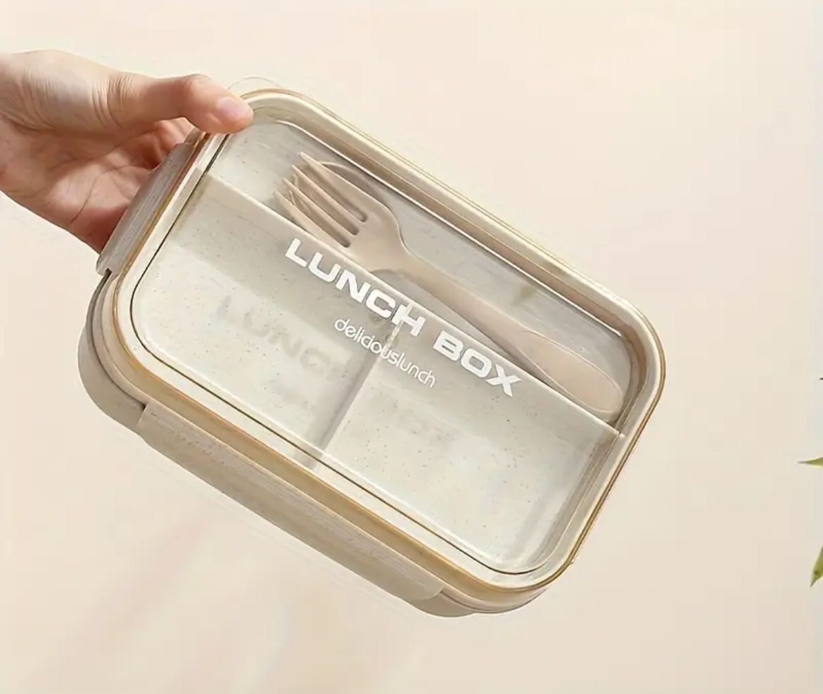 Caja de Almuerzo con 6 Compartimentos y Cubiertos