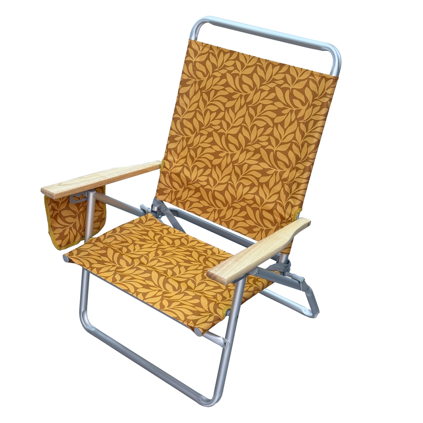 Silla de Playa Plegable de Aluminio | Respaldo Reclinable en 3 Posiciones | Reposabrazos de Madera | 4 Colores Disponibles | Ligera y Resistente para Camping y Playa