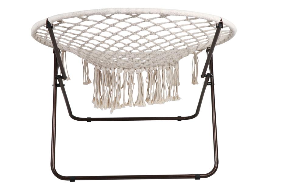 Silla macramé estilo boho para terraza - Plegable y resistente