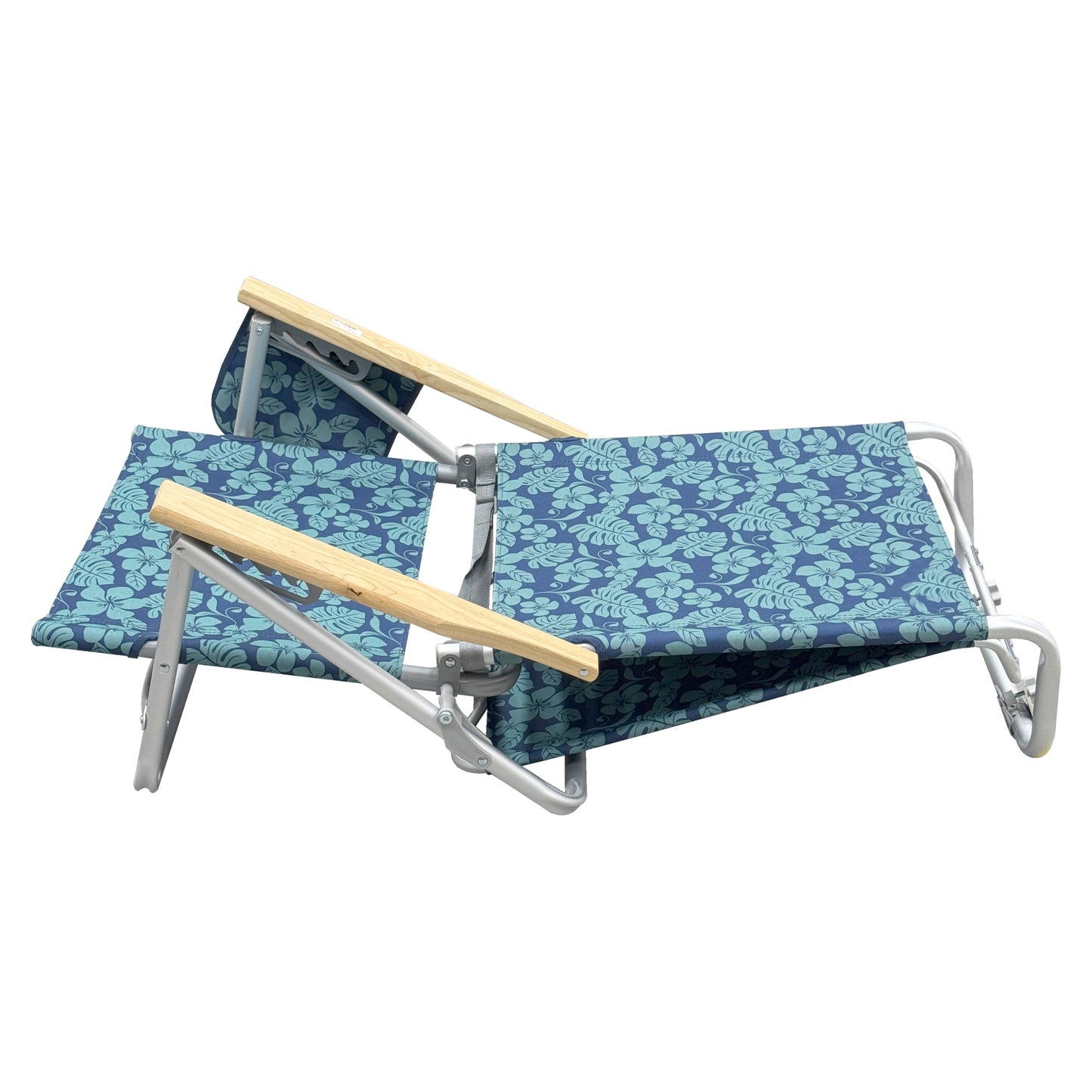 Silla de Playa Reclinable con 5 Posiciones y Toldo – Silla Plegable de Aluminio con Reposabrazos de Madera, Porta Vasos y Bolsa de Almacenamiento, Ideal para Camping y Jardín