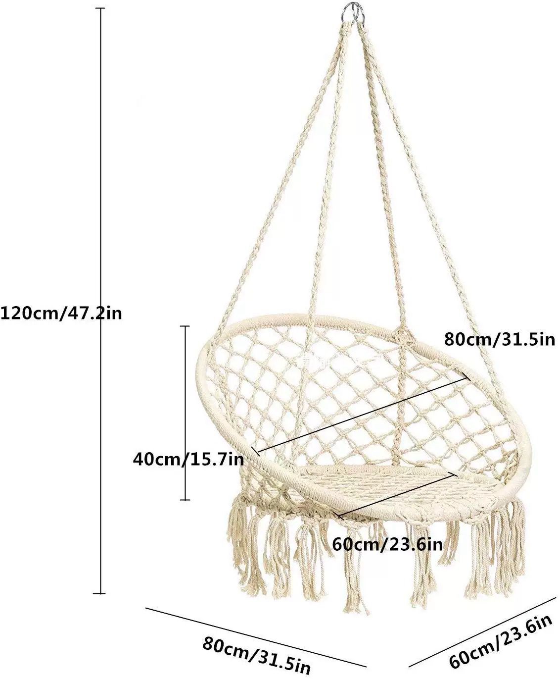 Silla Colgante de Macramé – Diseño Boho, Ideal para Interiores y Exteriores FENGSEN