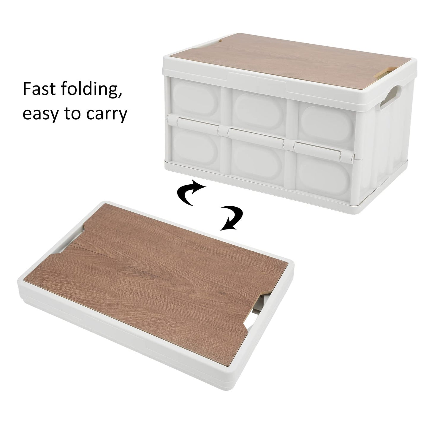 🧺 Cesta Plegable Multifuncional | Estilo Nórdico y Tapa de Madera 30lts