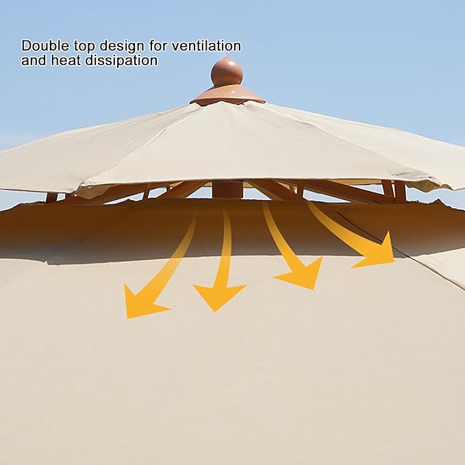 FENGSEN Sombrilla Playa Doble Techo con Manivela para Jardín y Terraza
