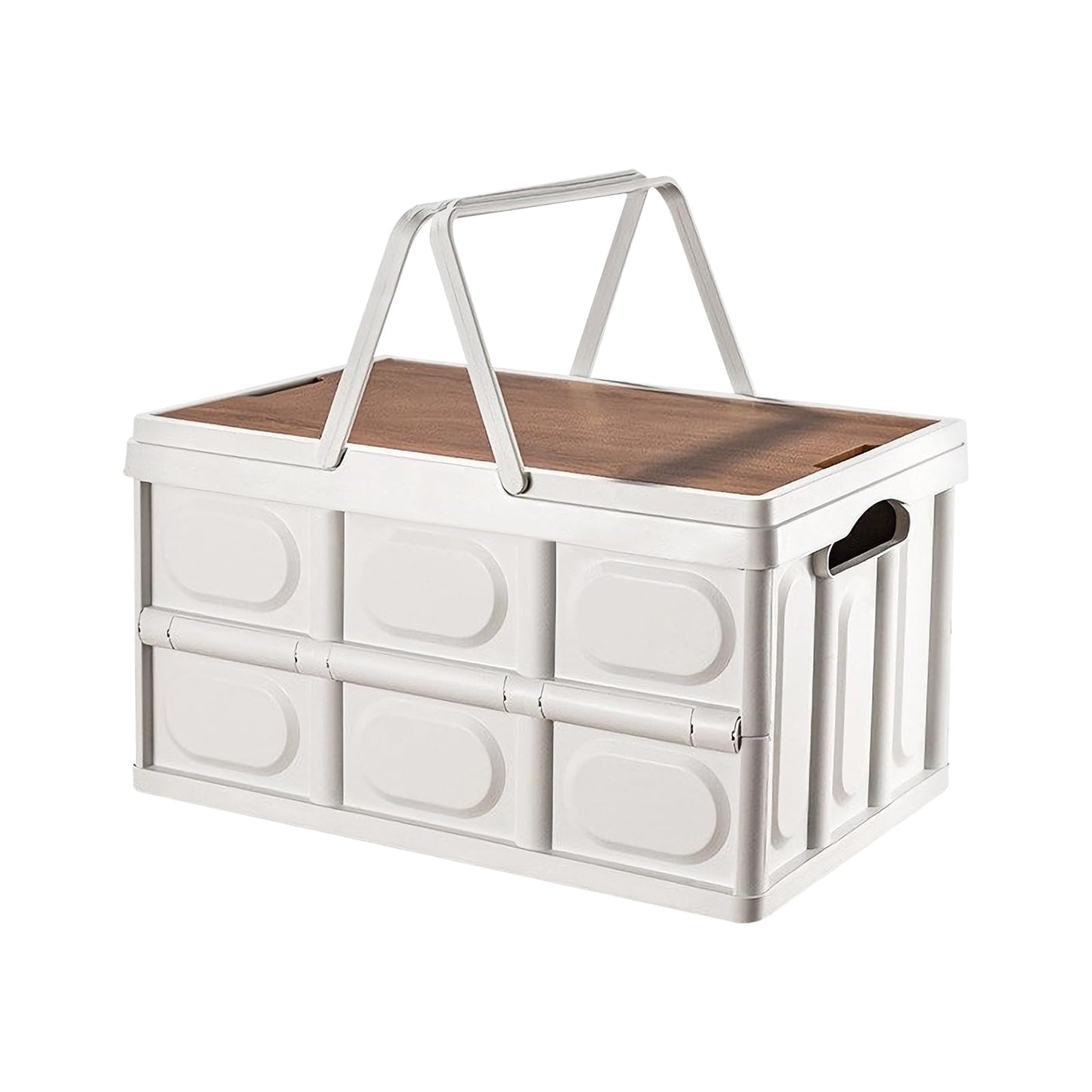 🧺 Cesta Plegable Multifuncional | Estilo Nórdico y Tapa de Madera 50lts