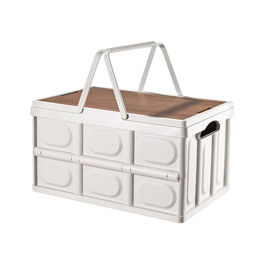 🧺 Cesta Plegable Multifuncional | Estilo Nórdico y Tapa de Madera 50lts