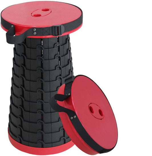 Taburete retráctil plegable – color negro, ligero y ultra resistente