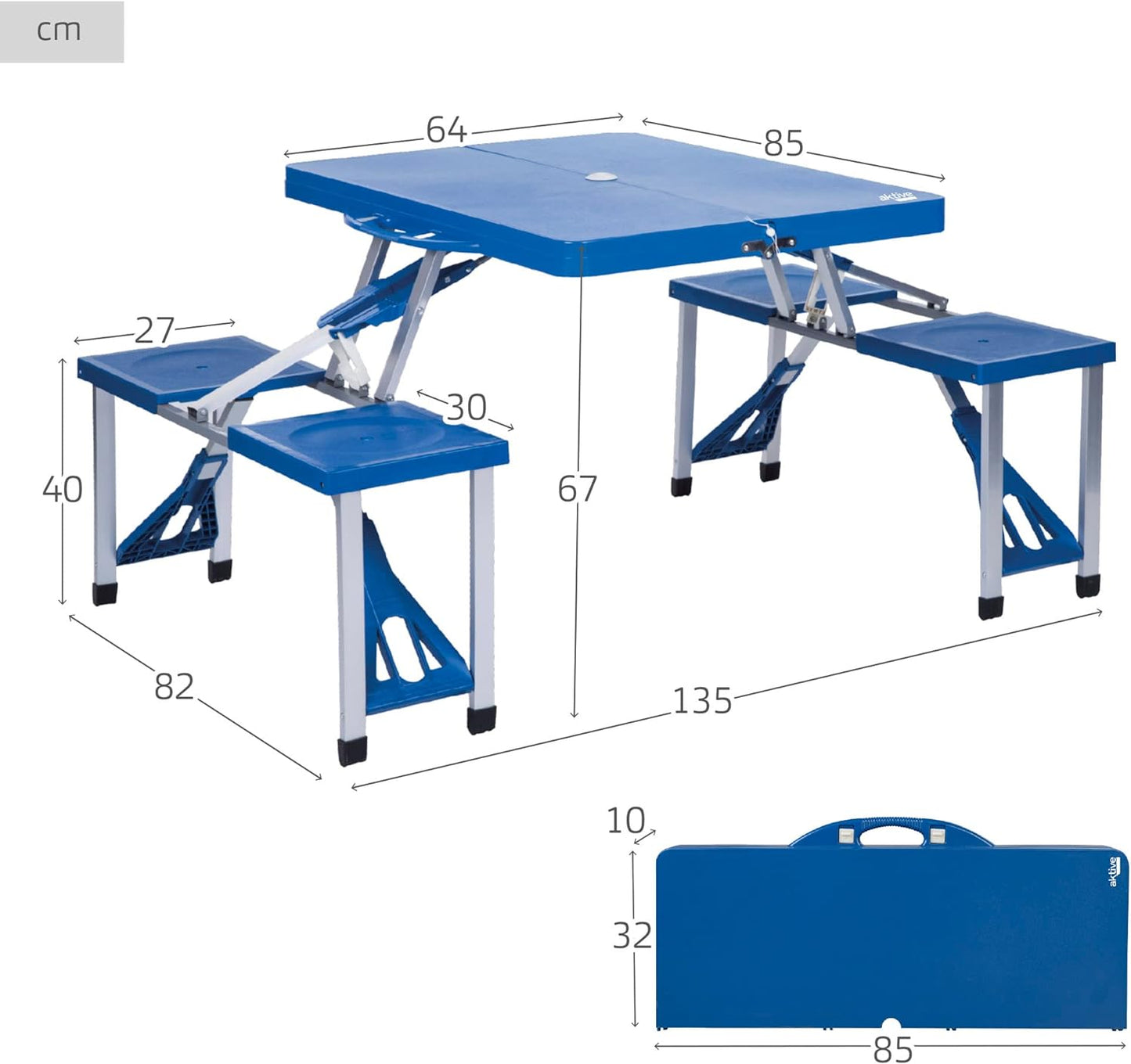 Mesa Plegable con 4 Asientos para Camping-  Mesa Maleta con Asientos Integrados FENGSEN