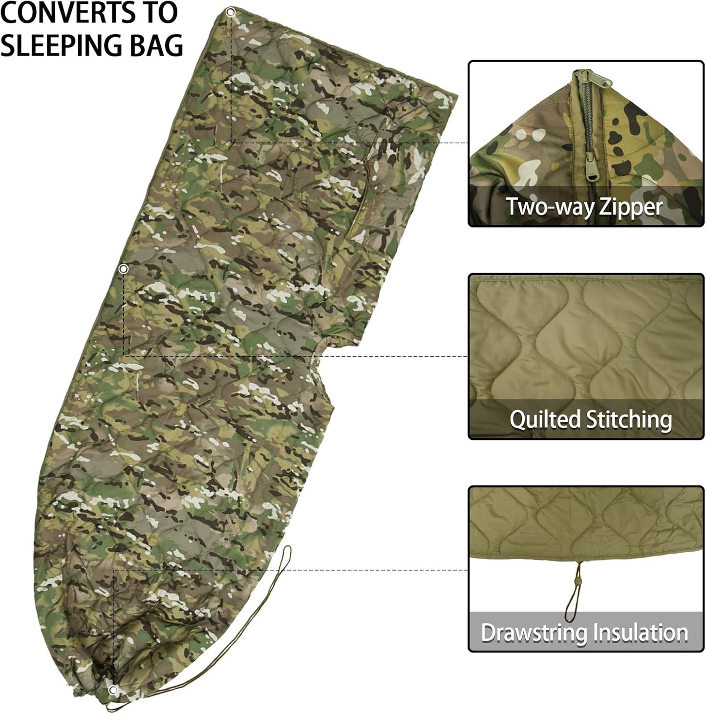 Poncho Táctico 2 en 1 | Capa Multifuncional y Saco de Dormir | Impermeable y Aislante FENGSEN