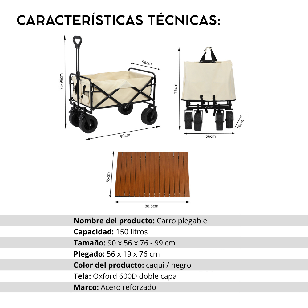 Carrito de Playa y Camping Plegable – Resistente e Impermeable FENGSEN
